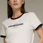 Giordano Women's Signature Print Tee – Comfort Fit Crew Neck - Premium Print Tee