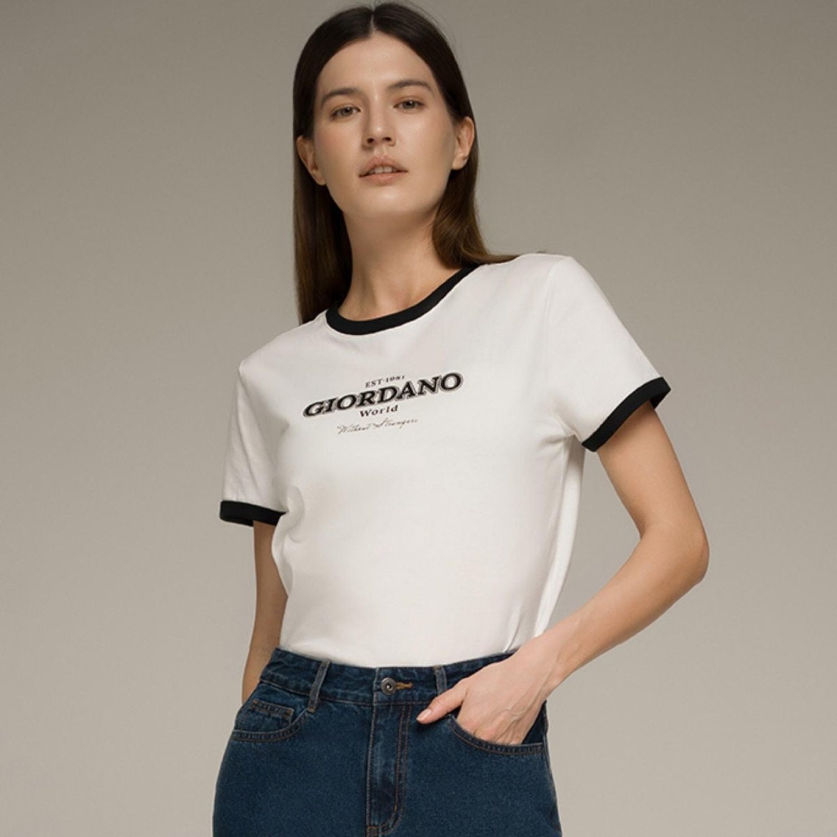 Women's Signature Print Tee – Comfort Fit Crew Neck - Giordano