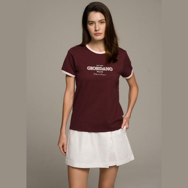 Women's Signature Print Tee | Comfort Fit Crew Neck S - Shop Giordano