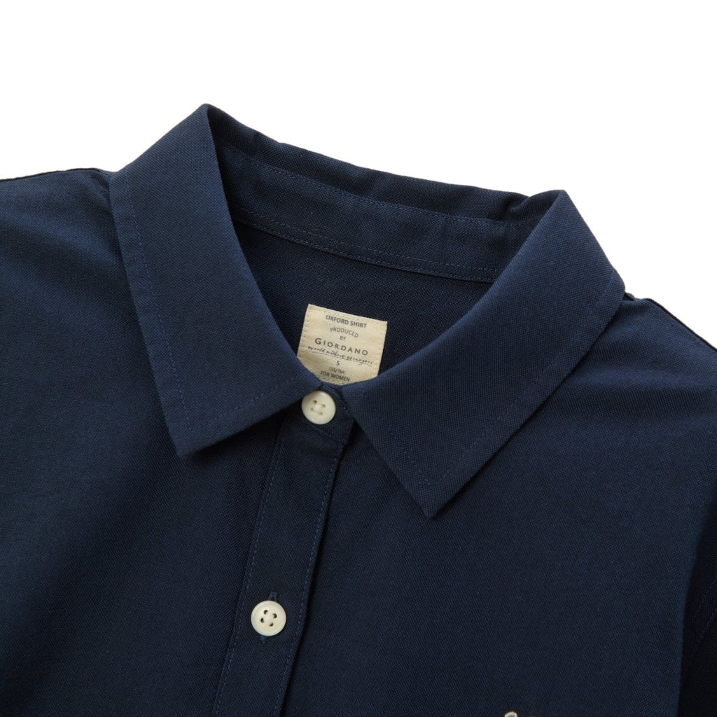 Women’S Slim Fit Cotton Oxford Shirt – Acute Collar With Embroidery S - Shop Giordano