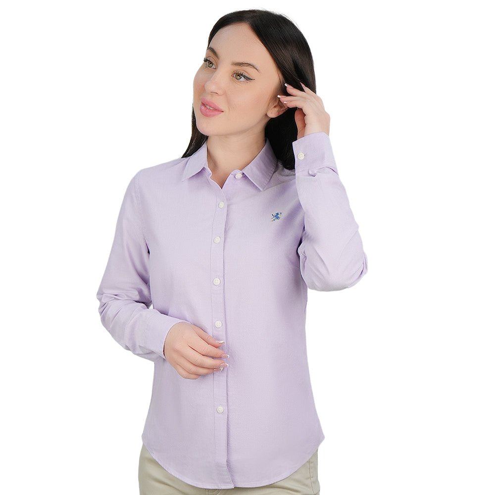 Giordano Women's Slim Fit Cotton Oxford Shirt | Acute Collar With Embroidery - first_variant_option_2 Premium Shirt for Giordano