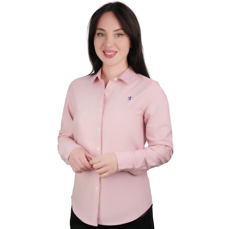Giordano Women's Slim Fit Cotton Oxford Shirt | Acute Collar With Embroidery - first_variant_option_2 Premium Shirt for Giordano