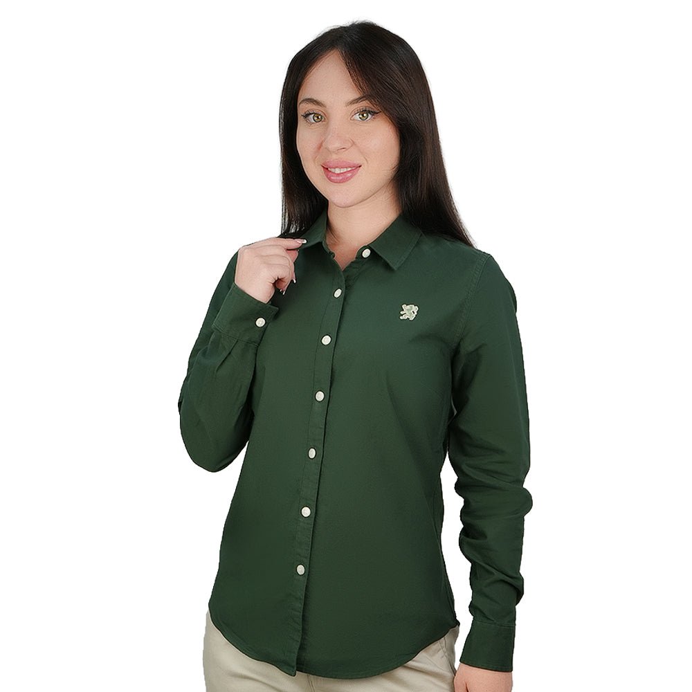 Giordano Women's Slim Fit Cotton Oxford Shirt | Acute Collar With Embroidery - first_variant_option_2 Premium Shirt for Giordano