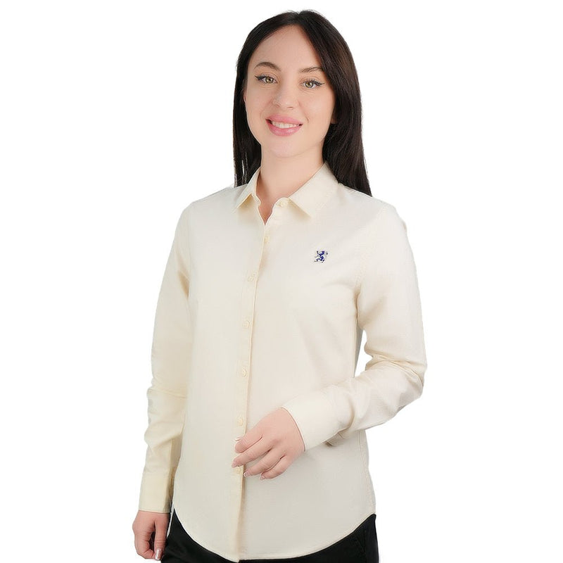 Giordano Women's Slim Fit Cotton Oxford Shirt | Acute Collar With Embroidery - first_variant_option_2 Premium Shirt for Giordano