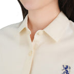 Giordano Women's Slim Fit Cotton Oxford Shirt | Acute Collar With Embroidery - first_variant_option_2 Premium Shirt for Giordano