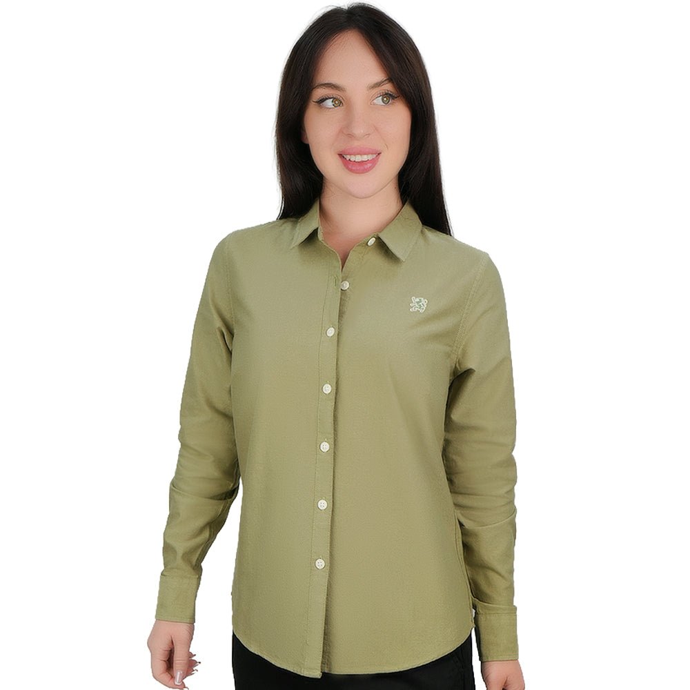 Giordano Women's Slim Fit Cotton Oxford Shirt | Acute Collar With Embroidery - first_variant_option_2 Premium Shirt for Giordano