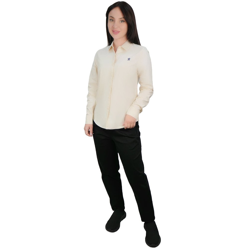 Giordano Women's Slim Fit Cotton Oxford Shirt | Acute Collar With Embroidery - first_variant_option_2 Premium Shirt for Giordano