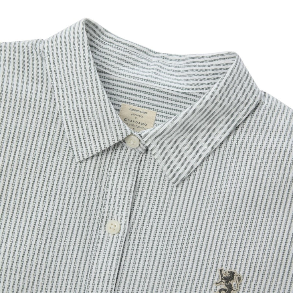 Women’S Slim Fit Cotton Oxford Shirt | Acute Collar With Embroidery S - Shop Giordano
