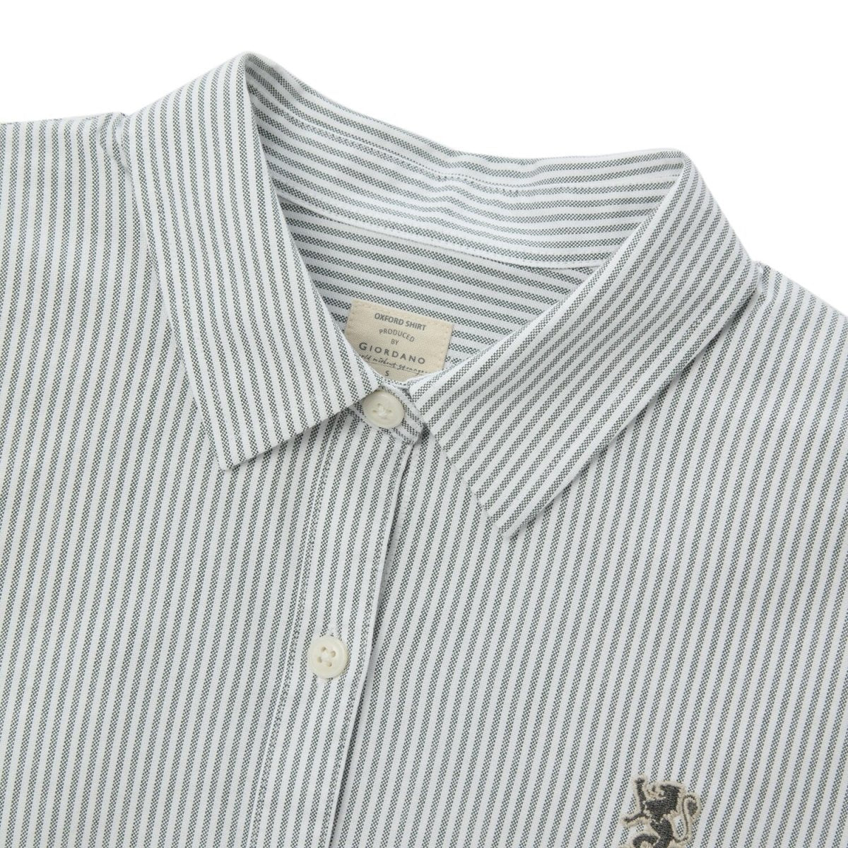 Women’S Slim Fit Cotton Oxford Shirt | Acute Collar With Embroidery S - Shop Giordano