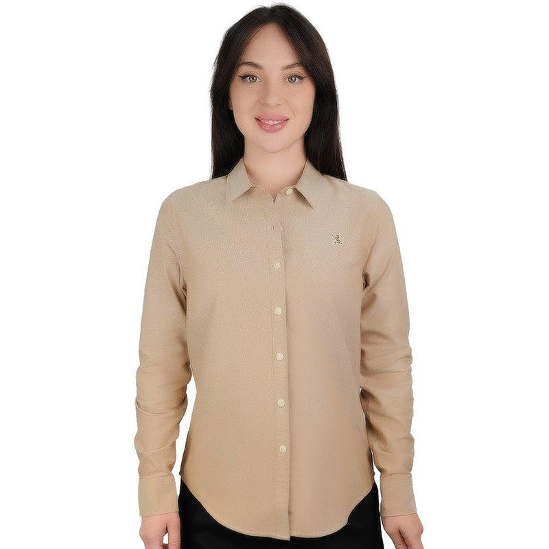 Giordano Women's Slim Fit Cotton Oxford Shirt | Acute Collar With Embroidery - first_variant_option_2 Premium Shirt for Giordano