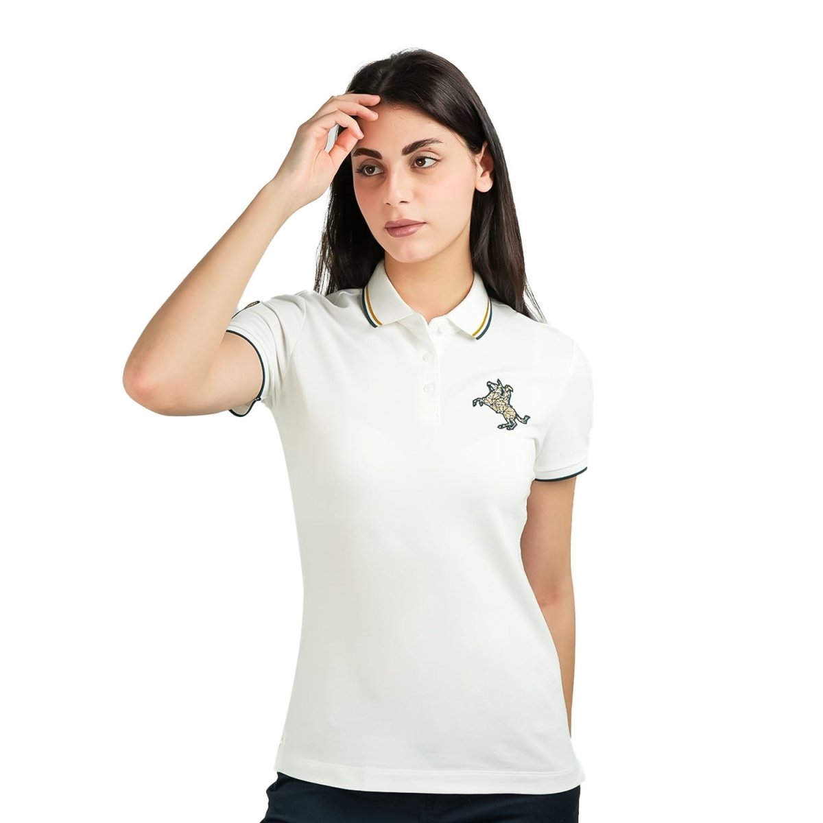 Women's Slim Fit Napoleon Embroidery Polo - Giordano