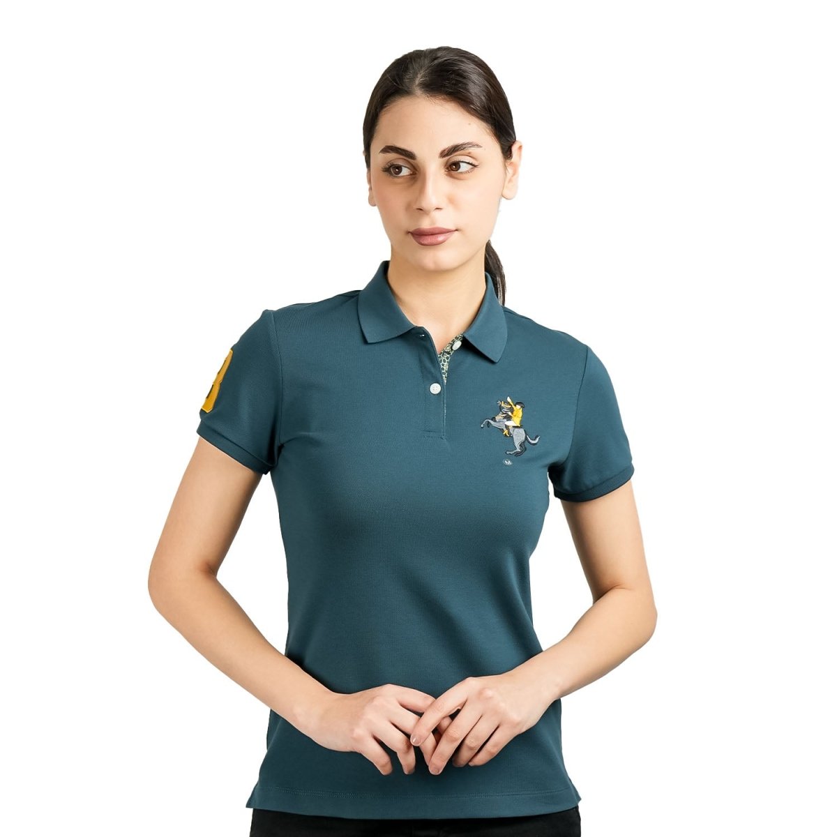 Women's Slim Fit Napoleon Embroidery Polo - Giordano