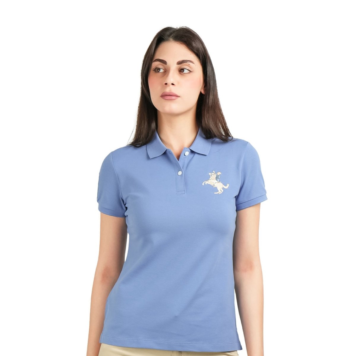 Women's Slim Fit Napoleon Embroidery Polo - Giordano