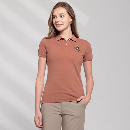 Women's Slim Fit Napoleon Embroidery Polo - Giordano