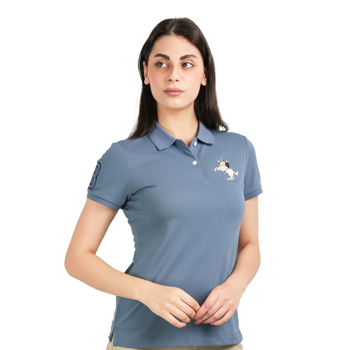 Women's Slim Fit Napoleon Embroidery Polo - Giordano