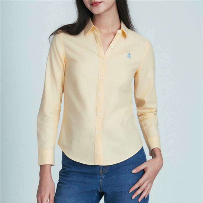 Women’S Slim Oxford Shirt With Embroidery S - Shop Giordano