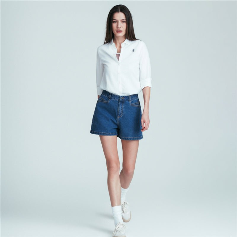 Women’S Slim Oxford Shirt With Embroidery S - Shop Giordano