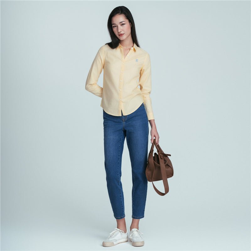 Women’S Slim Oxford Shirt With Embroidery S - Shop Giordano