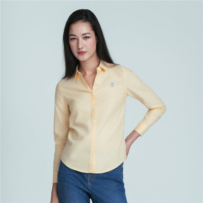 Women’S Slim Oxford Shirt With Embroidery S - Shop Giordano