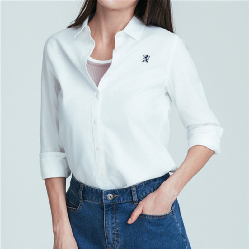 Women’S Slim Oxford Shirt With Embroidery S - Shop Giordano