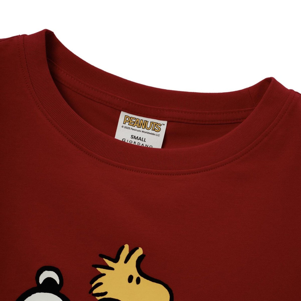 Giordano Women's Snoopy & Woodstock Print Crop Tee - Premium Print Tee